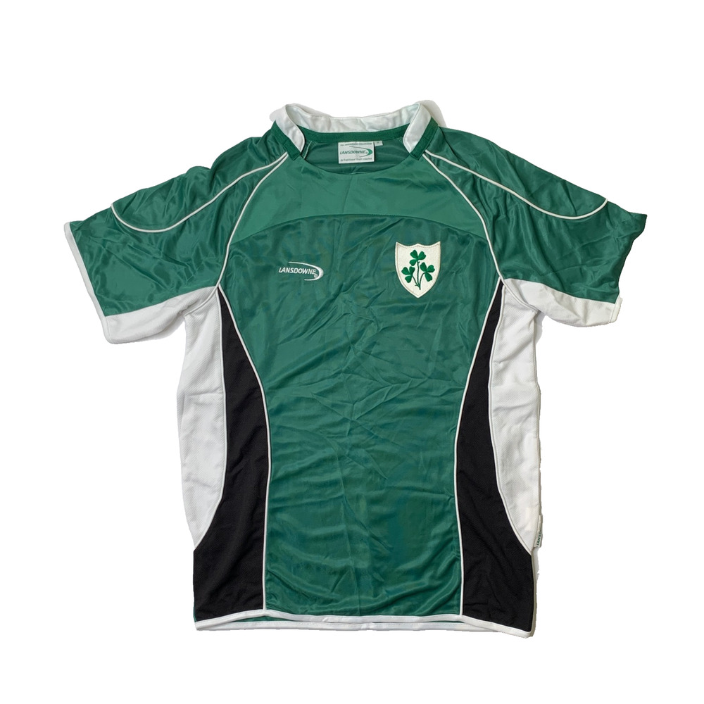 Ireland Rugby Jersey Mens Medium Green White Performance Short Sleeve Lansdowne